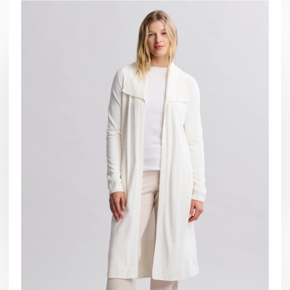 CozyChic Ultra Lite® Wide Collar Long Cardigan in Pearl